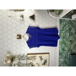 Meadow Rue by Anthropologie Royal Blue Nellore Lace Blouse - Size - Medium